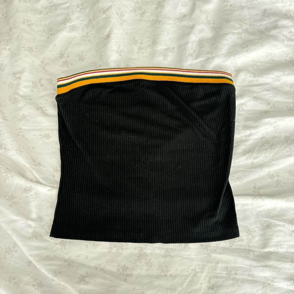 Me to We Black Tube Top with Multicolor Trim